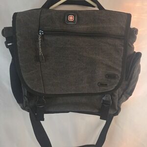 SwissGear by Wenger Zinc Grey Canvas 14" Laptop Messenger Bag Shoulder Bag